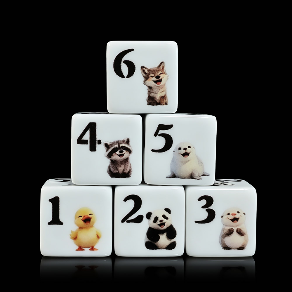 Board Game Print - 12Pcs 16MM D6 Acrylic Printed Dice