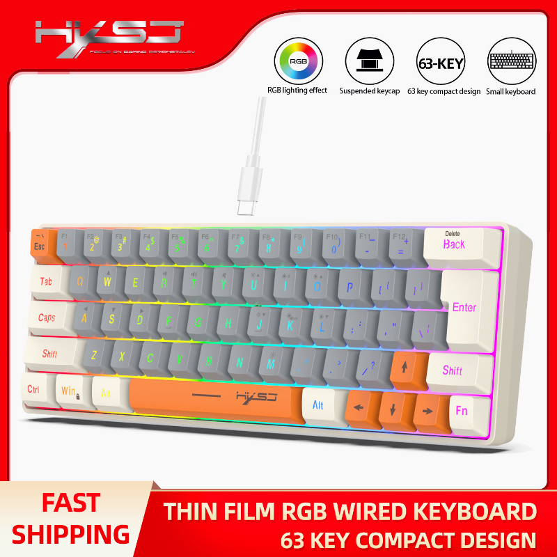 Keyboard RGB USB Wired 63 Keys - Board Game Journal review and price
