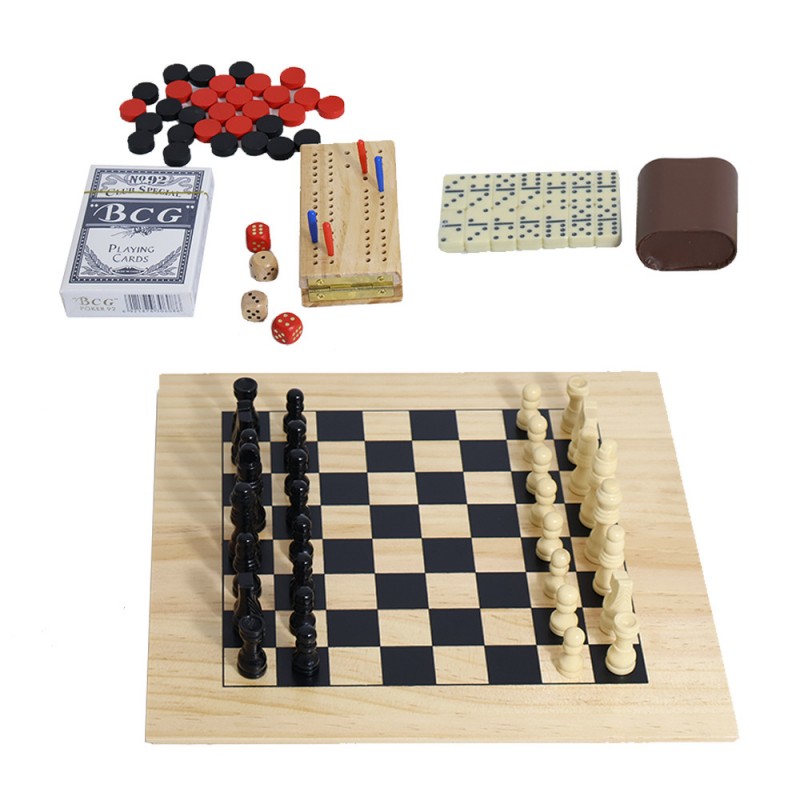 6 in 1 Wooden Board Game Set C - Board Game Yearbook review and price