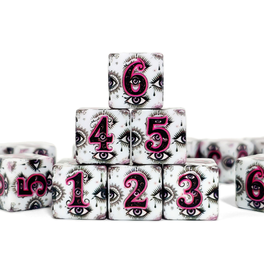 12Pcs 16MM D6 Acrylic Printed  - Board Game Print review and price