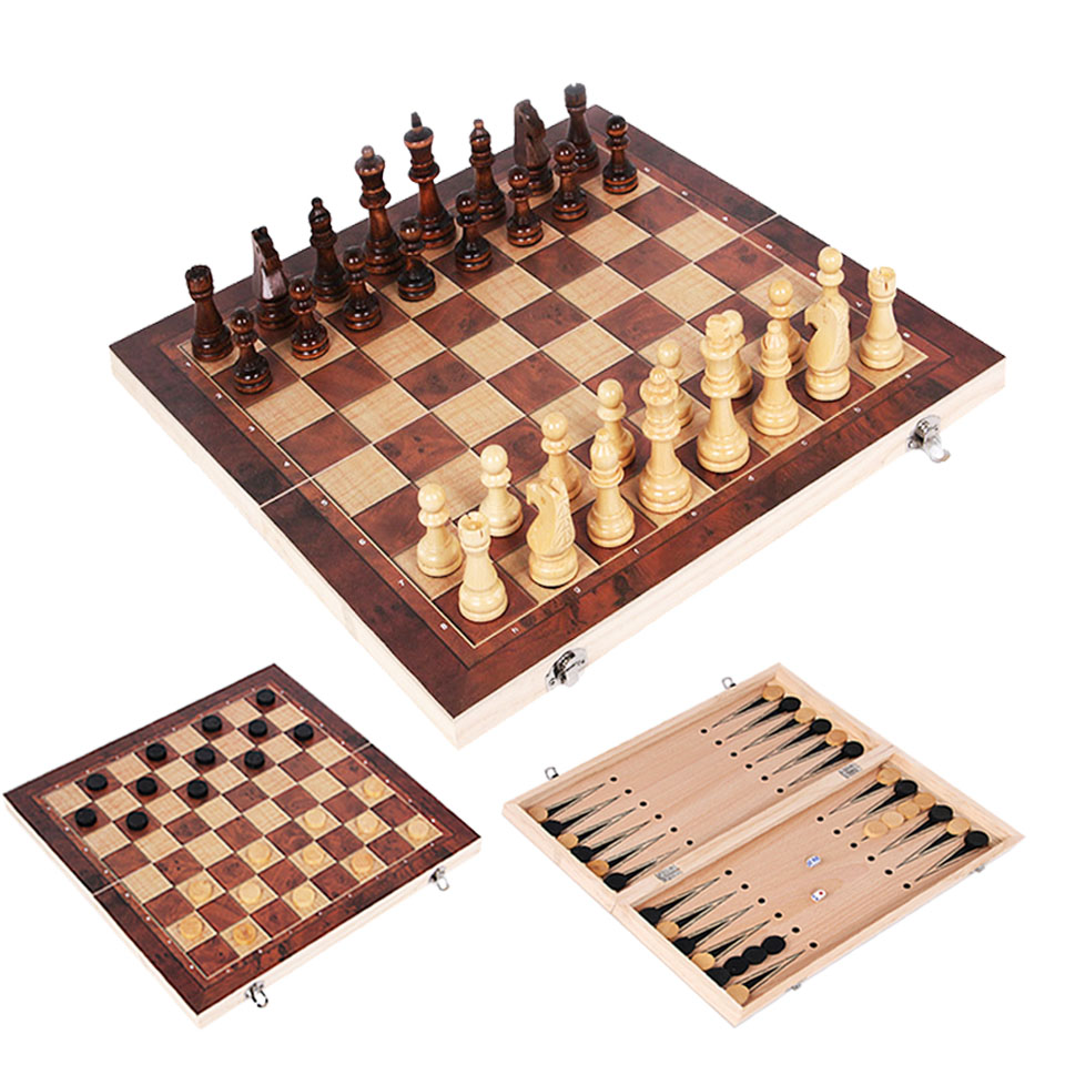 3 in 1 Wooden Chess Backgammon - Board Game Yearbook review and price